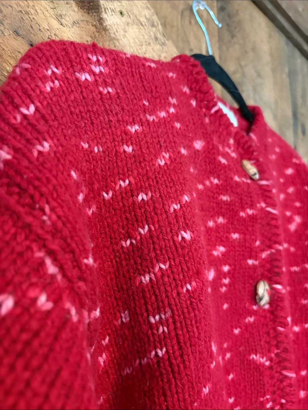 Vintage Purple Mountain Weather Gear Red Speckled Cardigan Sweater Womens S/M